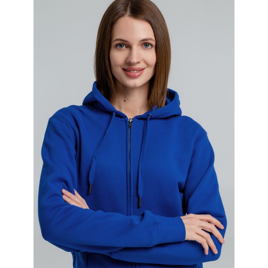 Толстовка на молнии с капюшоном унисекс King, ярко-синяя, XS