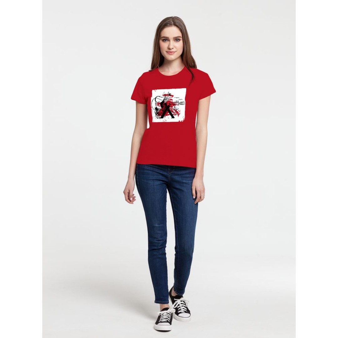 Футболка женская Carmen and Carwoman, красная, XL