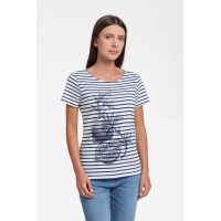 Футболка женская Grand Granat New, белая с синим, XS