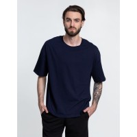 Футболка унисекс оверсайз Crosstown, темно-синяя, размер L