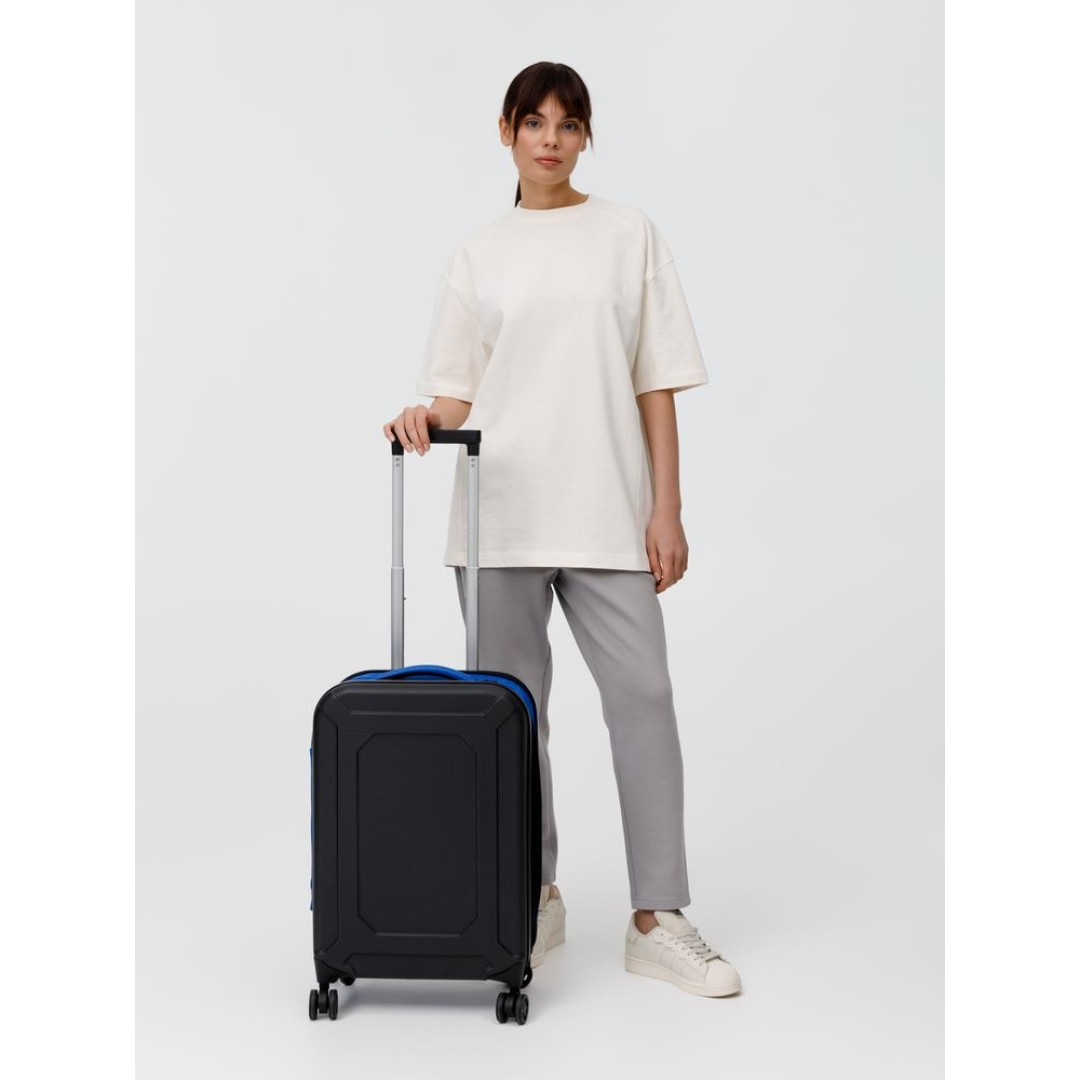 Чемодан Platta, черный с синим