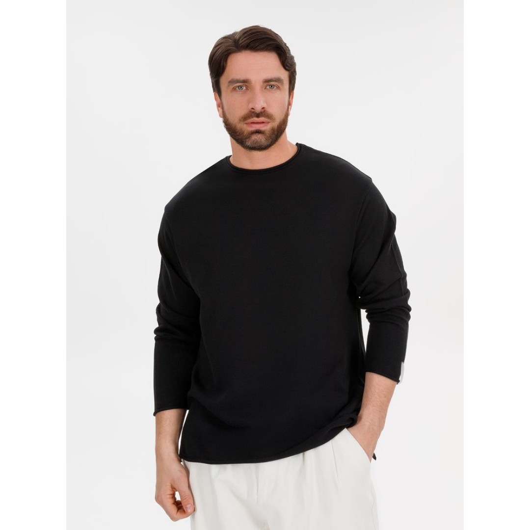 Лонгслив унисекс Siluetti Fuori, черный, размер S/M