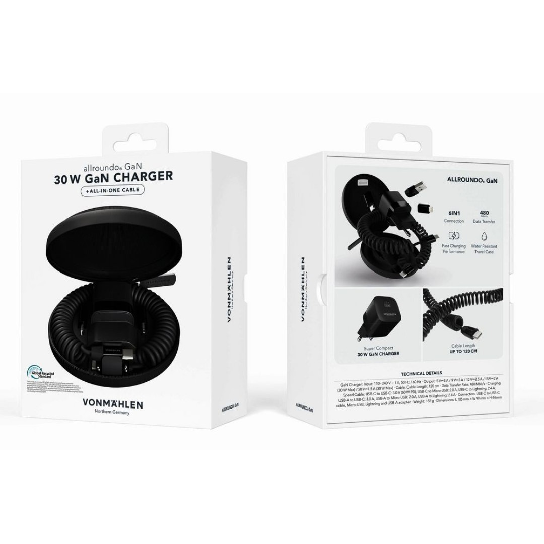 Зарядное устройство Vonmahlen Allroundo GaN, черное