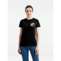 Футболка женская «Цветочная азбука: А», черная, S