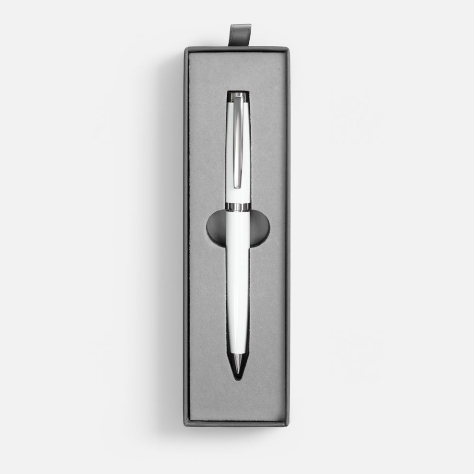 Ручка шариковая Letra Chrome в футляре, белая