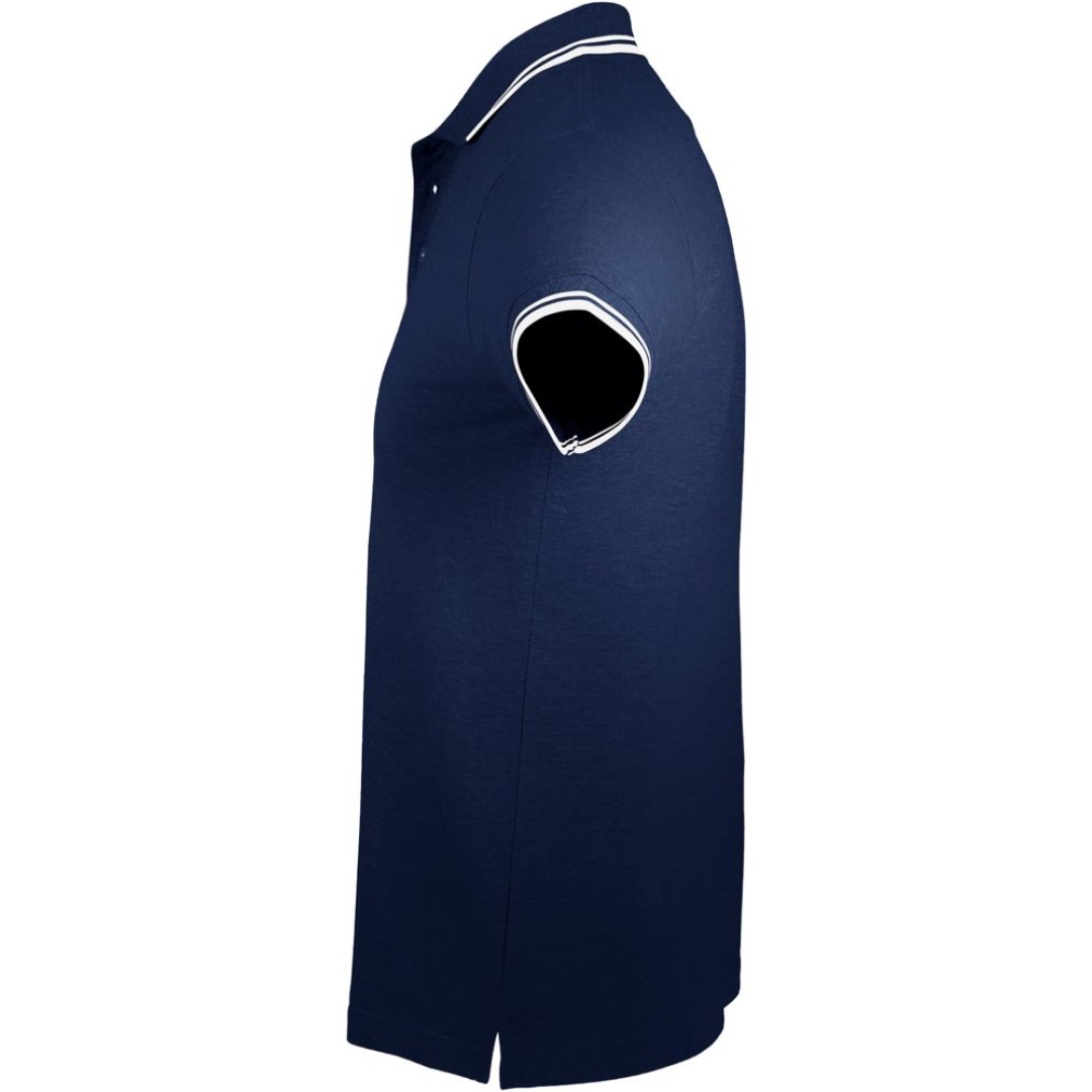 Рубашка поло мужская Pasadena Men 200 с контрастной отделкой, темно-синяя с белым