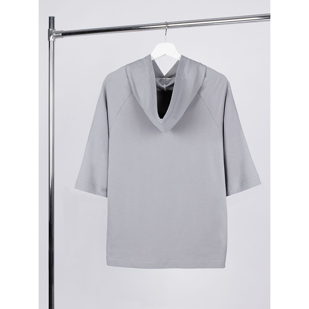 Футболка оверсайз унисекс с капюшоном Neofit, светло-серая, размер XS/S