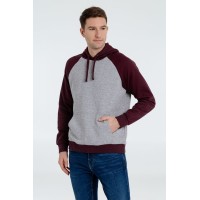 Толстовка унисекс Seattle, серый меланж с бордовым