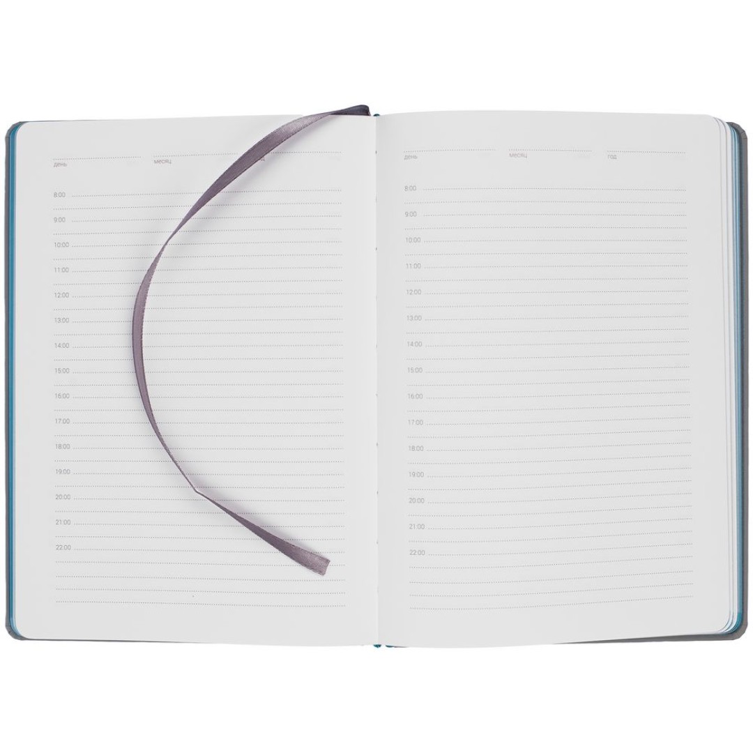 Ежедневник Spain Shall на заказ, недатированный, серый с бирюзовым