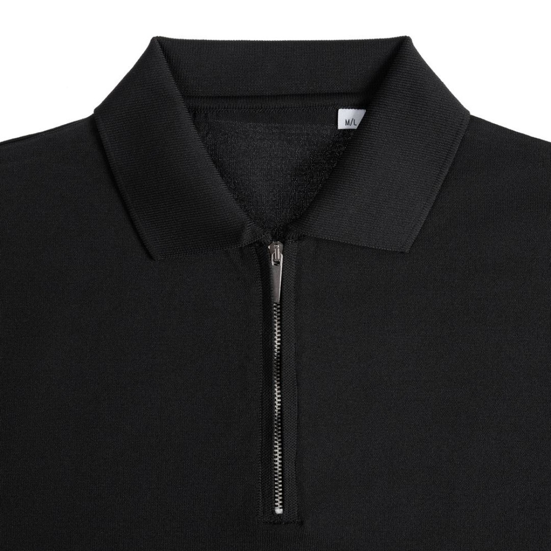 Рубашка поло мужская с длинным рукавом Terrazzo, черная, размер 2XL/3XL