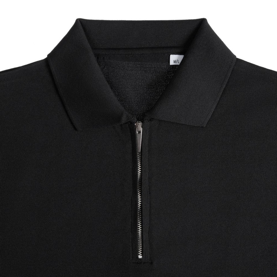 Рубашка поло мужская с длинным рукавом Terrazzo, черная, размер 2XL/3XL