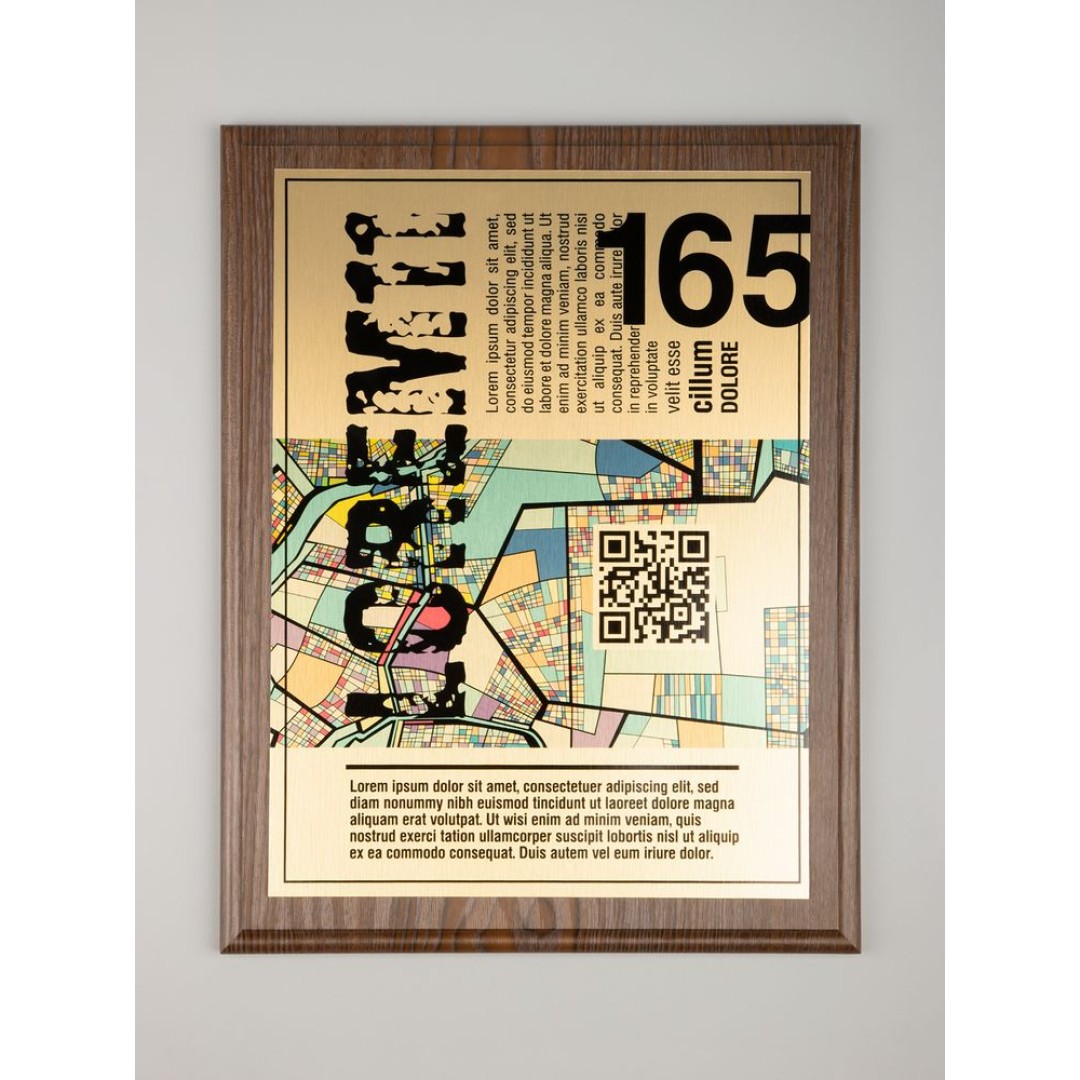 Плакетка Plaque XL, венге с золотистой пластиной