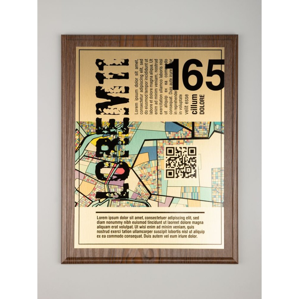Плакетка Plaque XL, венге с золотистой пластиной