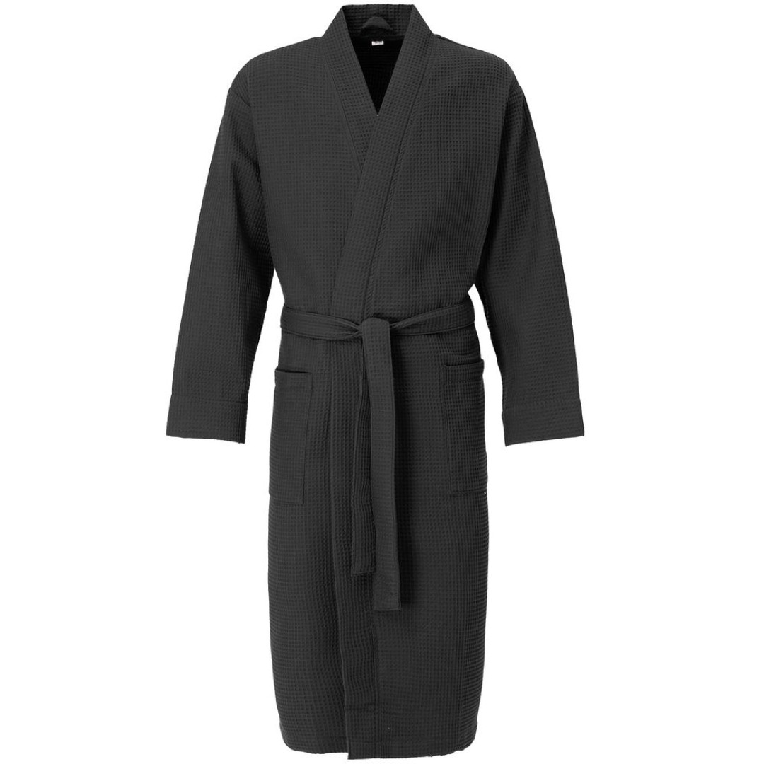 Халат вафельный Kimono, черный, размер M/L