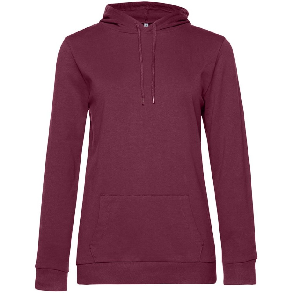 Толстовка с капюшоном женская Hoodie, бордовая, L