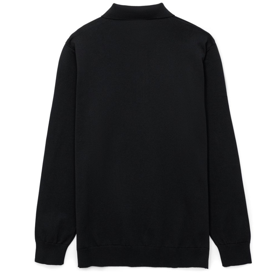 Рубашка поло мужская с длинным рукавом Terrazzo, черная, размер 2XL/3XL