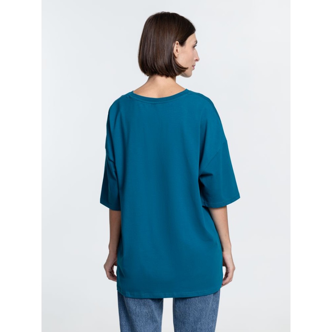 Футболка унисекс оверсайз Crosstown, бирюзовая (морская волна), размер XXL