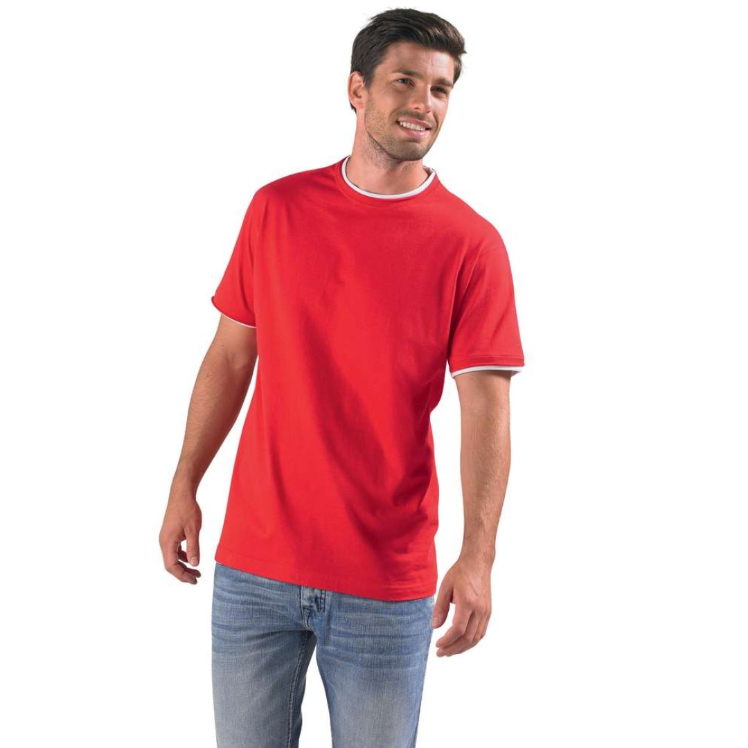 Футболка мужская с контрастной отделкой Madison 170, красный/белый, XXL