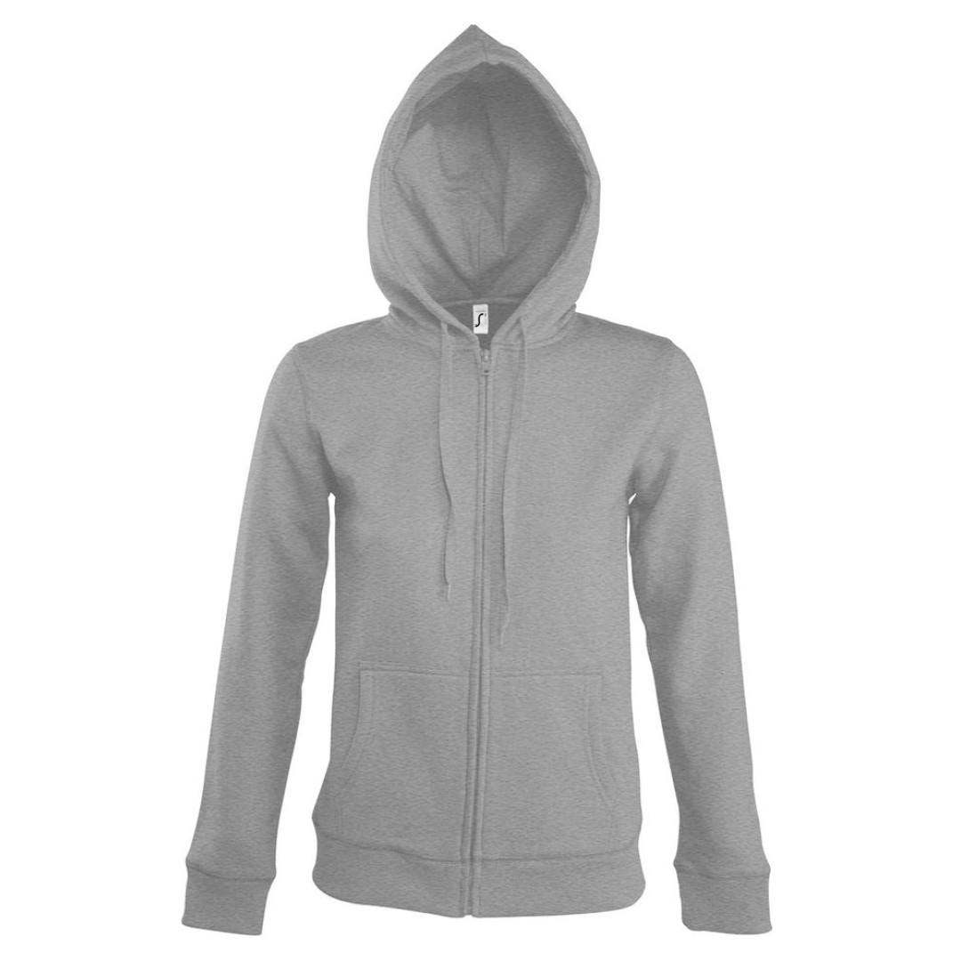 Толстовка женская на молнии с капюшоном Seven Women 290, серый меланж, XL