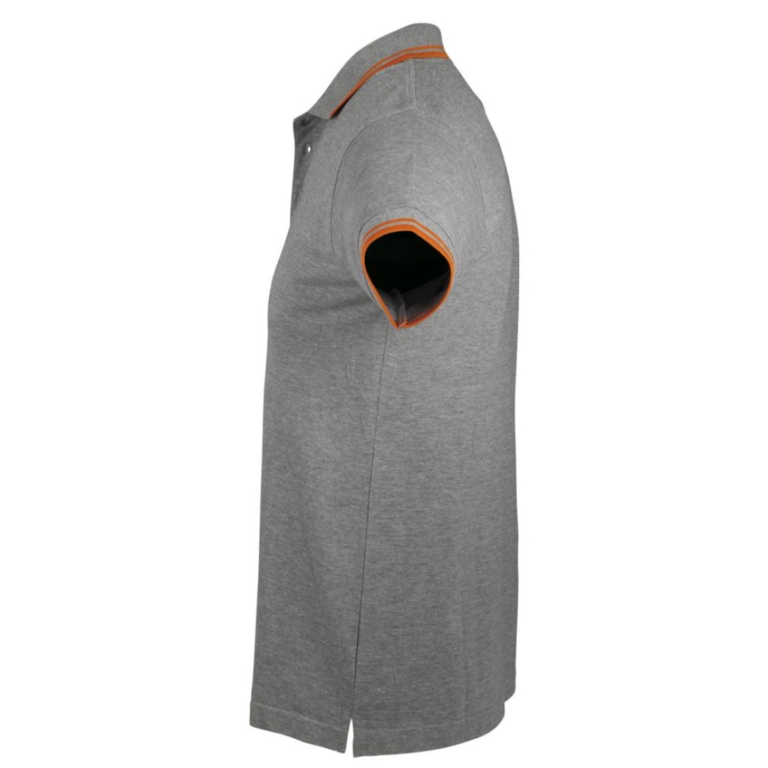 Рубашка поло мужская Pasadena Men 200 с контрастной отделкой, серый меланж/оранжевый, XL