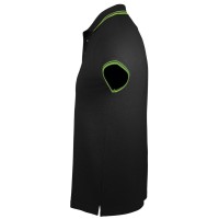 Рубашка поло мужская Pasadena Men 200 с контрастной отделкой, черный/зеленый, L