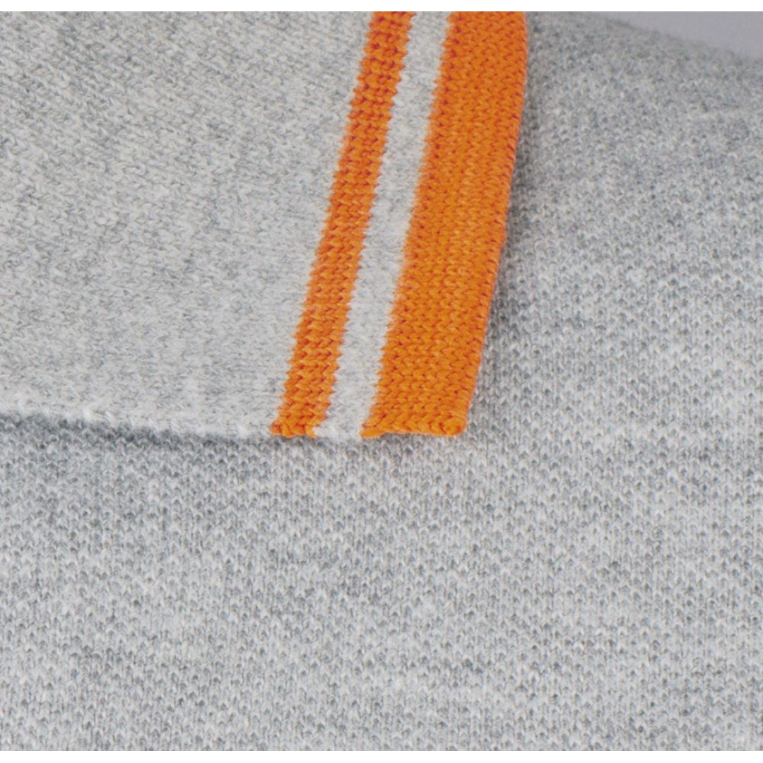 Рубашка поло мужская Pasadena Men 200 с контрастной отделкой, серый меланж/оранжевый, XL