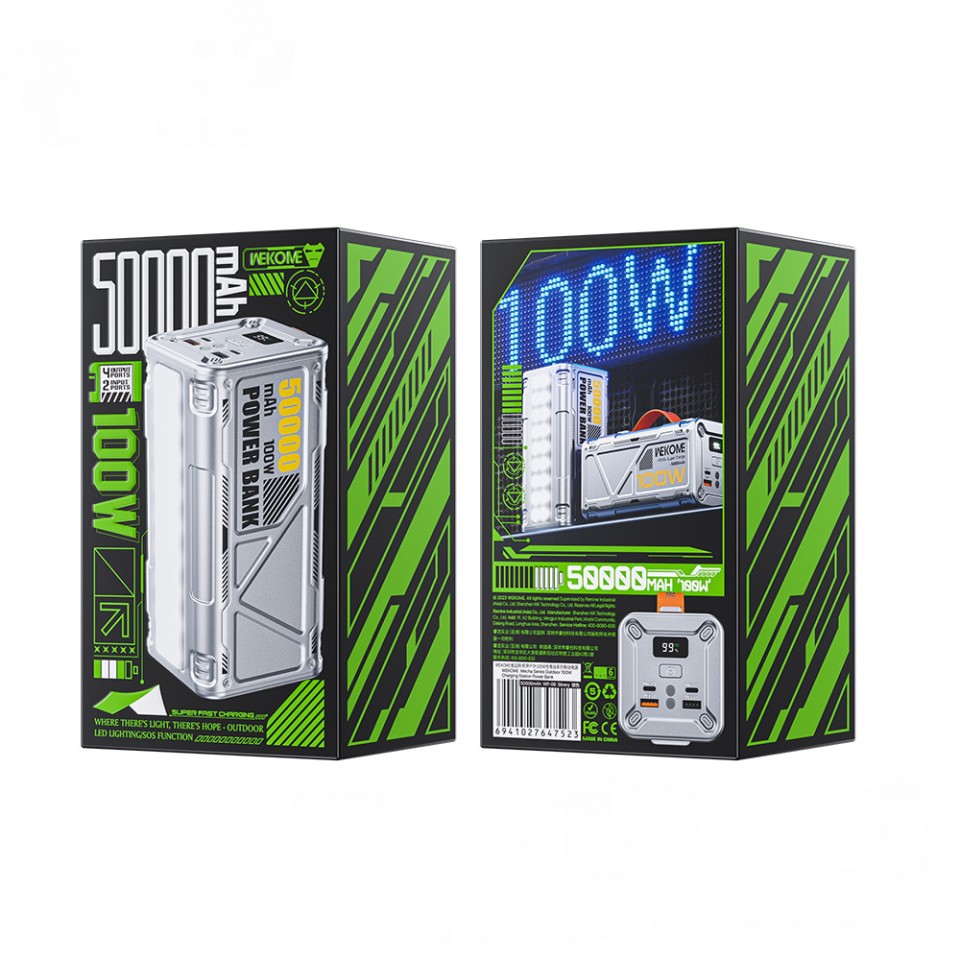 Внешний портативный многофункциональный аккумулятор WEKOME 50000mAh 100W (WP-08)