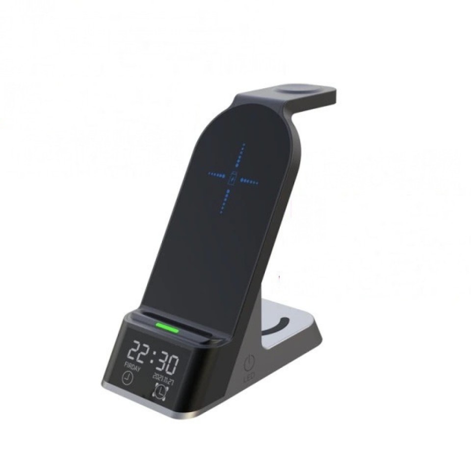 Беспроводное зарядное устройство с будильником 6 в 1 Qwerty New Wireless Charger