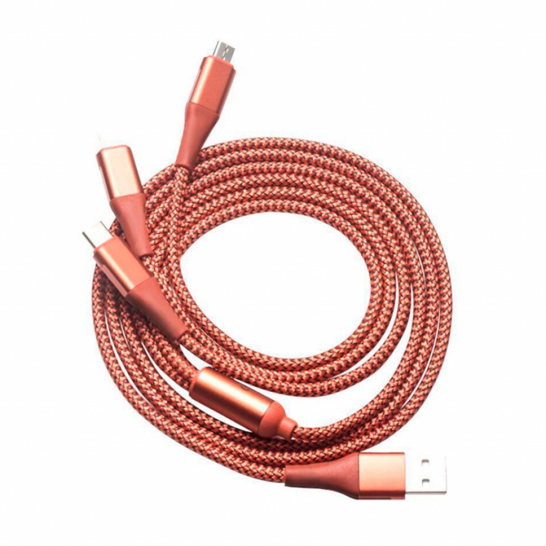 Кабель Xiaomi Solove 3-в-1 USB to Lightning/Micro/Type-C 120см (DW1RedRUS)