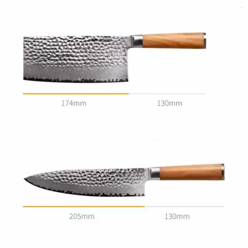 Набор ножей из дамасской стали Huo Hou Set of 5 Damascus Knife Sets (4 ножа с подставкой) (HU0073)