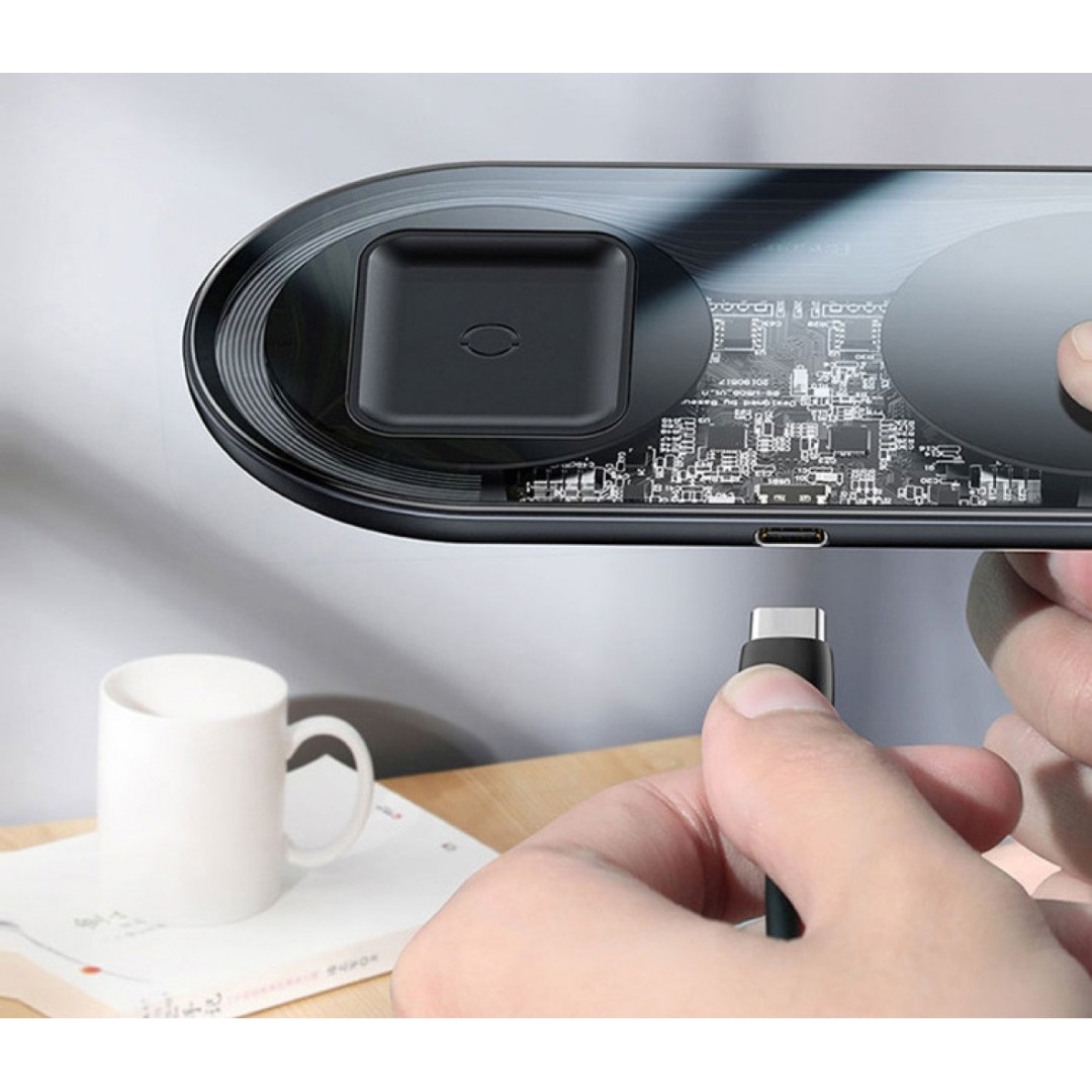 Беспроводное зарядное устройство 2 в 1 Baseus Simple 2 in1 Wireless Charger Turbo Edition 24 Вт (TZWXJK-B01)