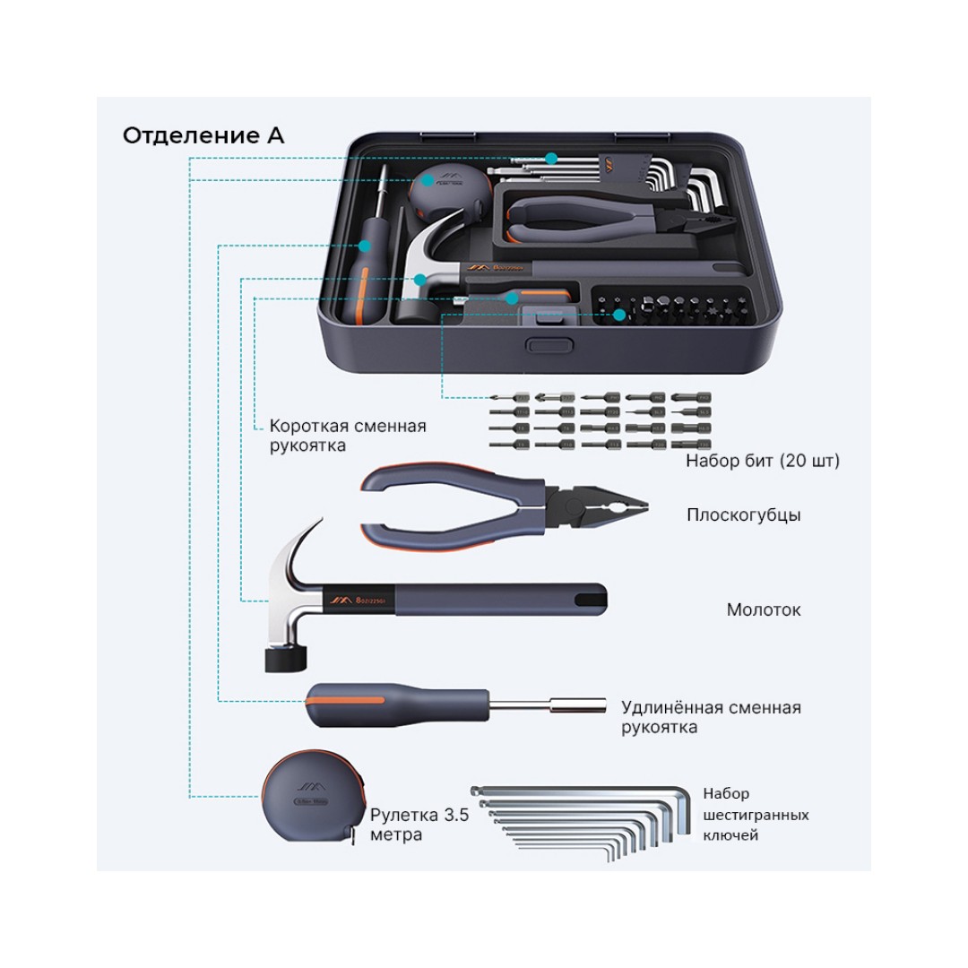 Набор инструментов Xiaomi JimiHome Multi-Function Repair Toolbox Set 107 шт (X3-ABI)
