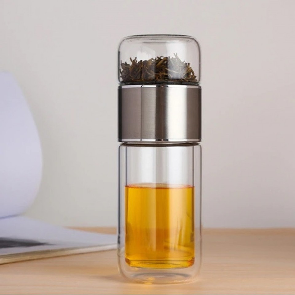 Чайная бутылка с двойным стеклом ситечком Qwerty Tea Bottle With Double Glass