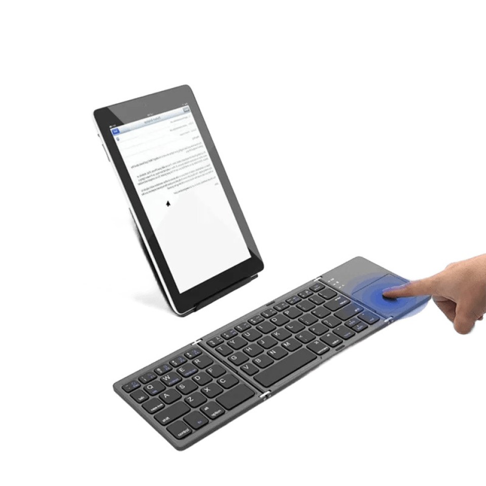 Беспроводная перезаряжаемая складная клавиатура Qwerty с тачпадом