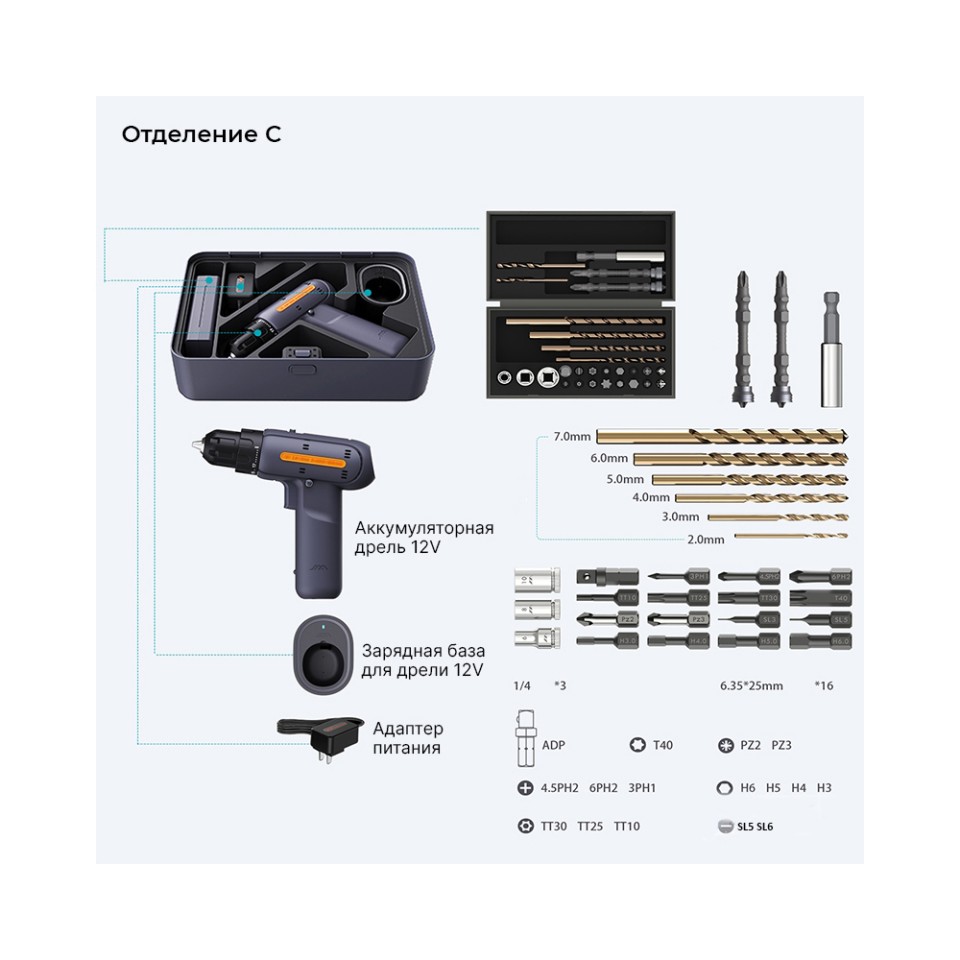 Набор инструментов Xiaomi JimiHome Multi-Function Repair Toolbox Set 71 шт (X4-ABCD)