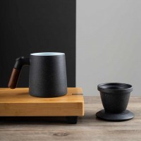 Керамическая кружка Xiaomi Pinztea Wooden Handle Ceramic Tea Cup