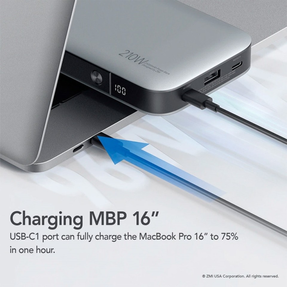 Внешний аккумулятор Xiaomi ZMI PowerPack 25000 mAh 210W Quick Charge 3.0 PD (QB826G)