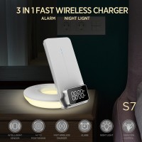 Беспроводное зарядное устройство с будильником 3 в 1 Qwerty Multifunctional Desktop Wireless Charger White