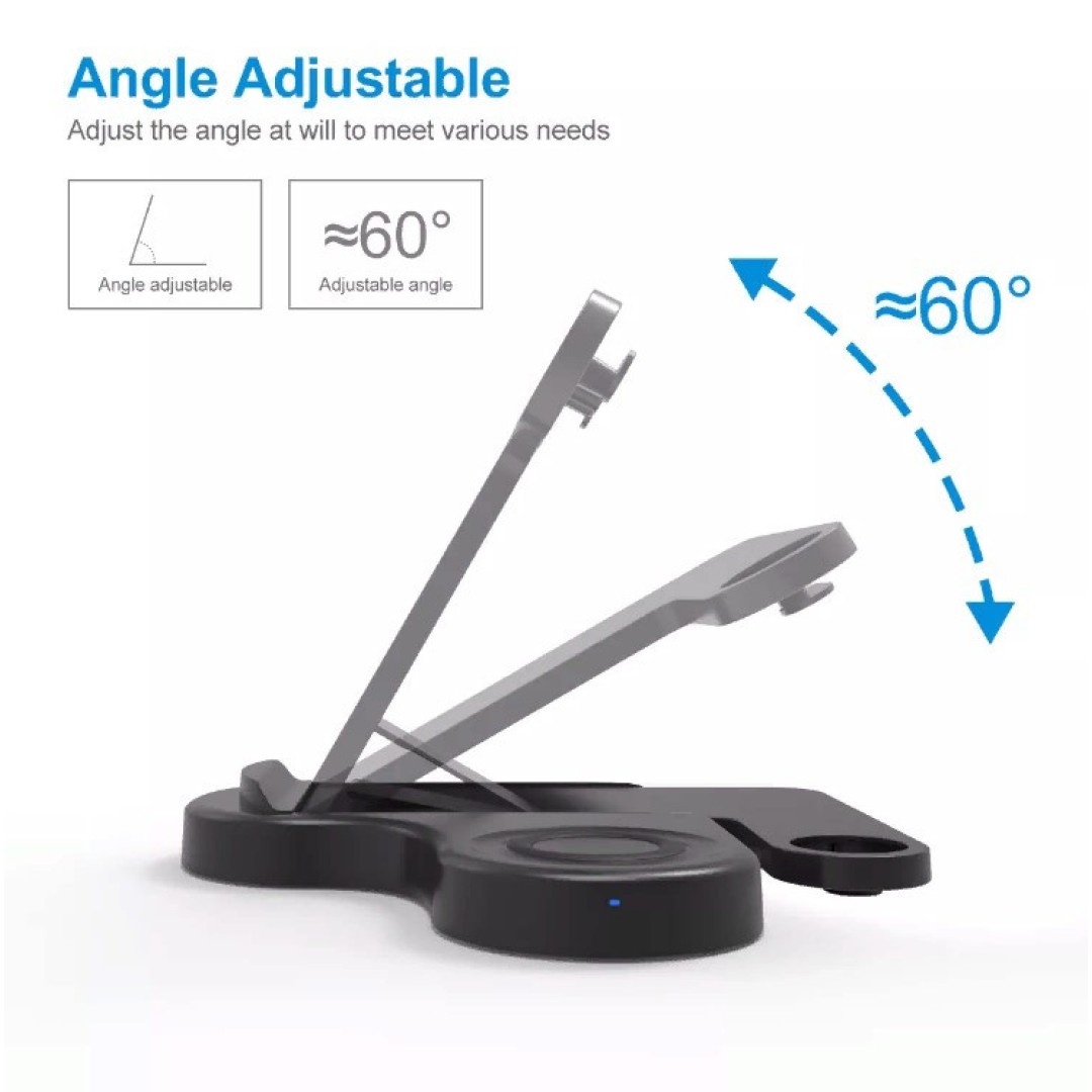 Беспроводное зарядное устройство 3 в 1 Qwerty для Apple AirPods Pro Black (HYY-WC-011)