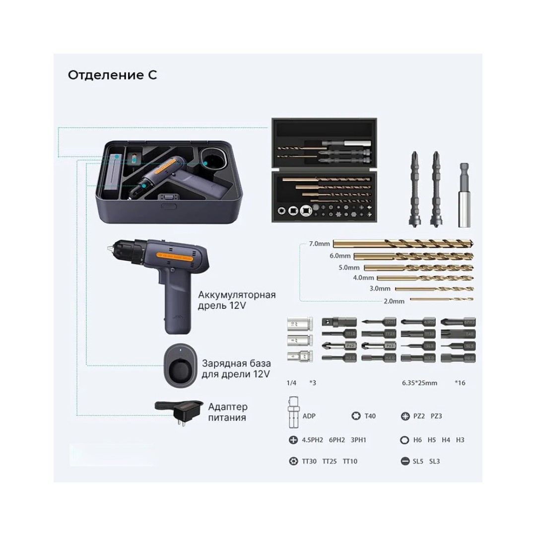 Набор инструментов Xiaomi JimiHome Multi-Function Repair Toolbox Set 31 шт (X1-C)