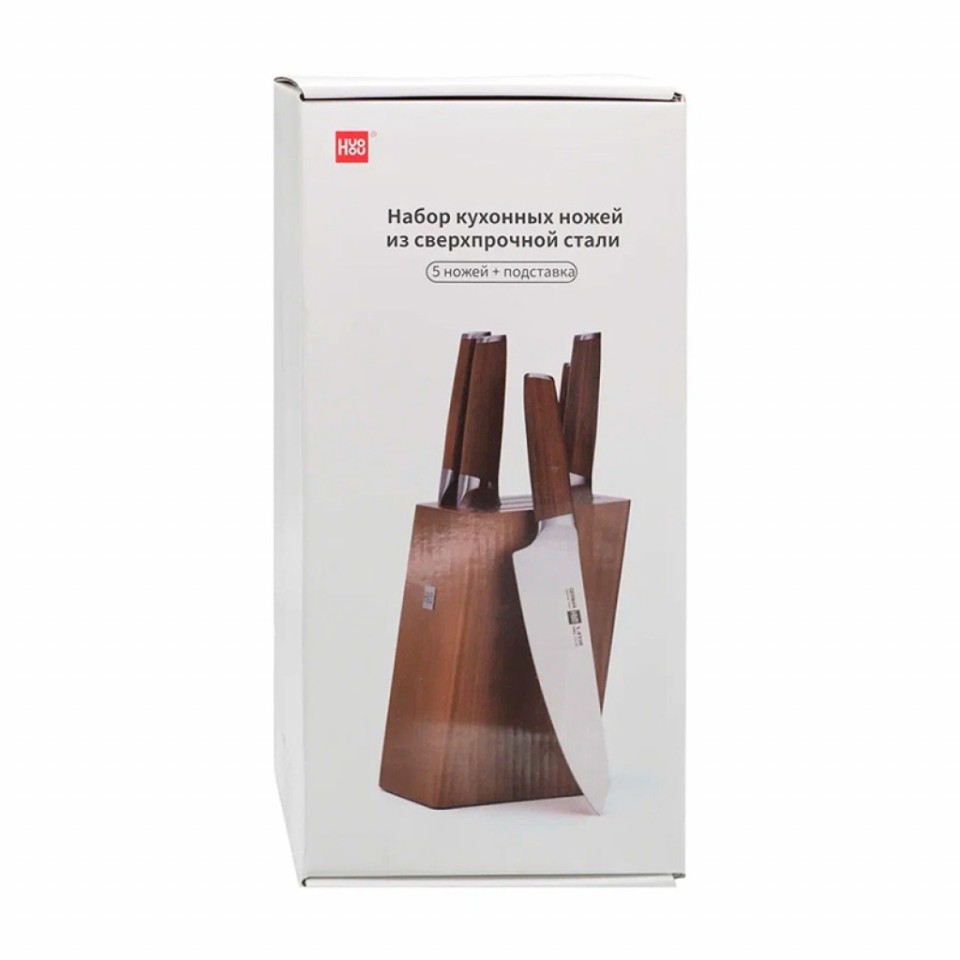 Набор кухонных ножей Xiaomi Huo Hou Molybdenum Vanadium Steel Kitchen Knife Set (5 ножей + подставка) (HU0158)