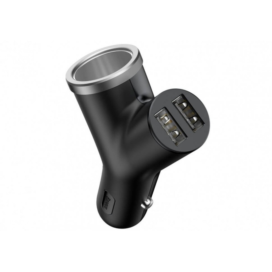Автомобильное зарядное устройство Baseus Y Type Dual USB + Cigarette Lighter Extended Car Charger (BSC-C16N)