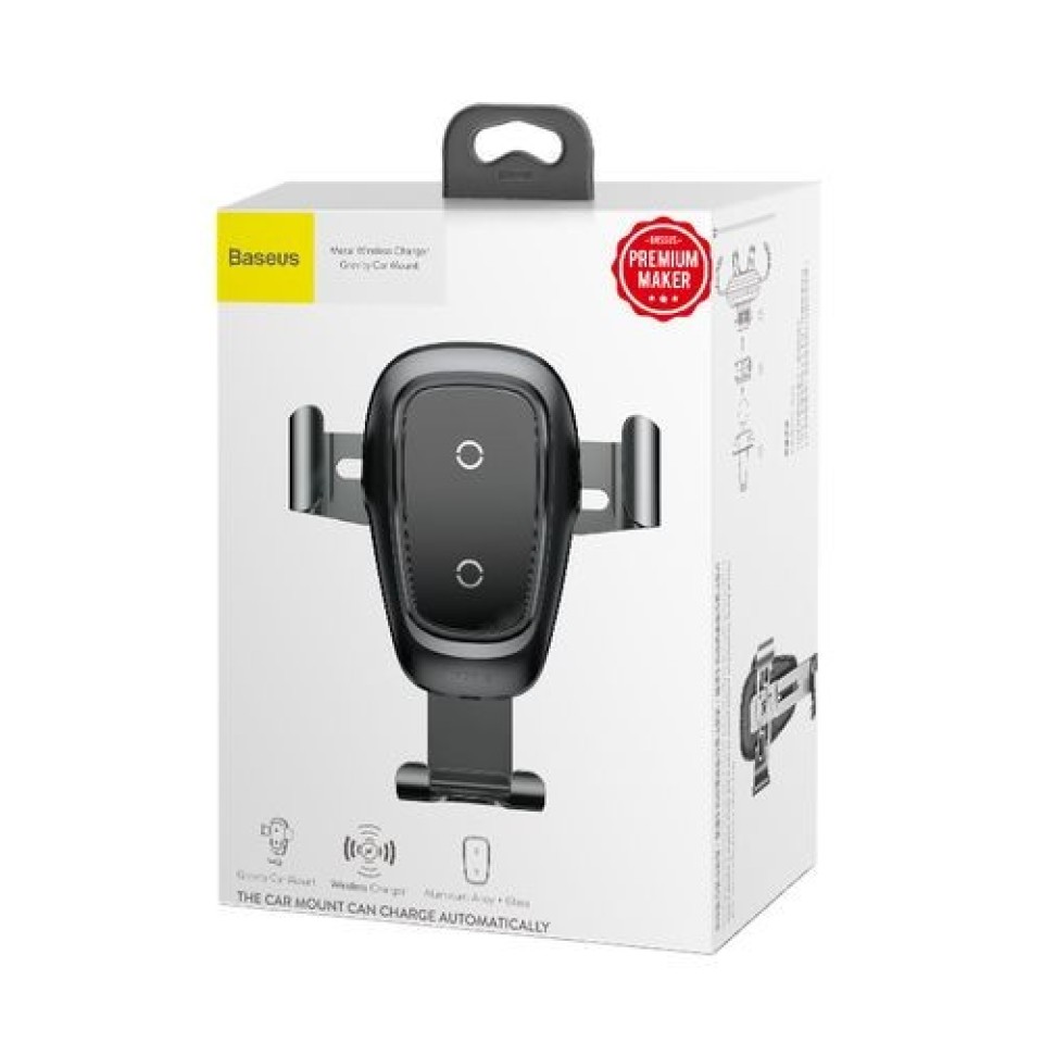 Беспроводная зарядка-автодержатель Baseus Metal Wireless Charger Gravity Car Mount (WXYL-B0A)