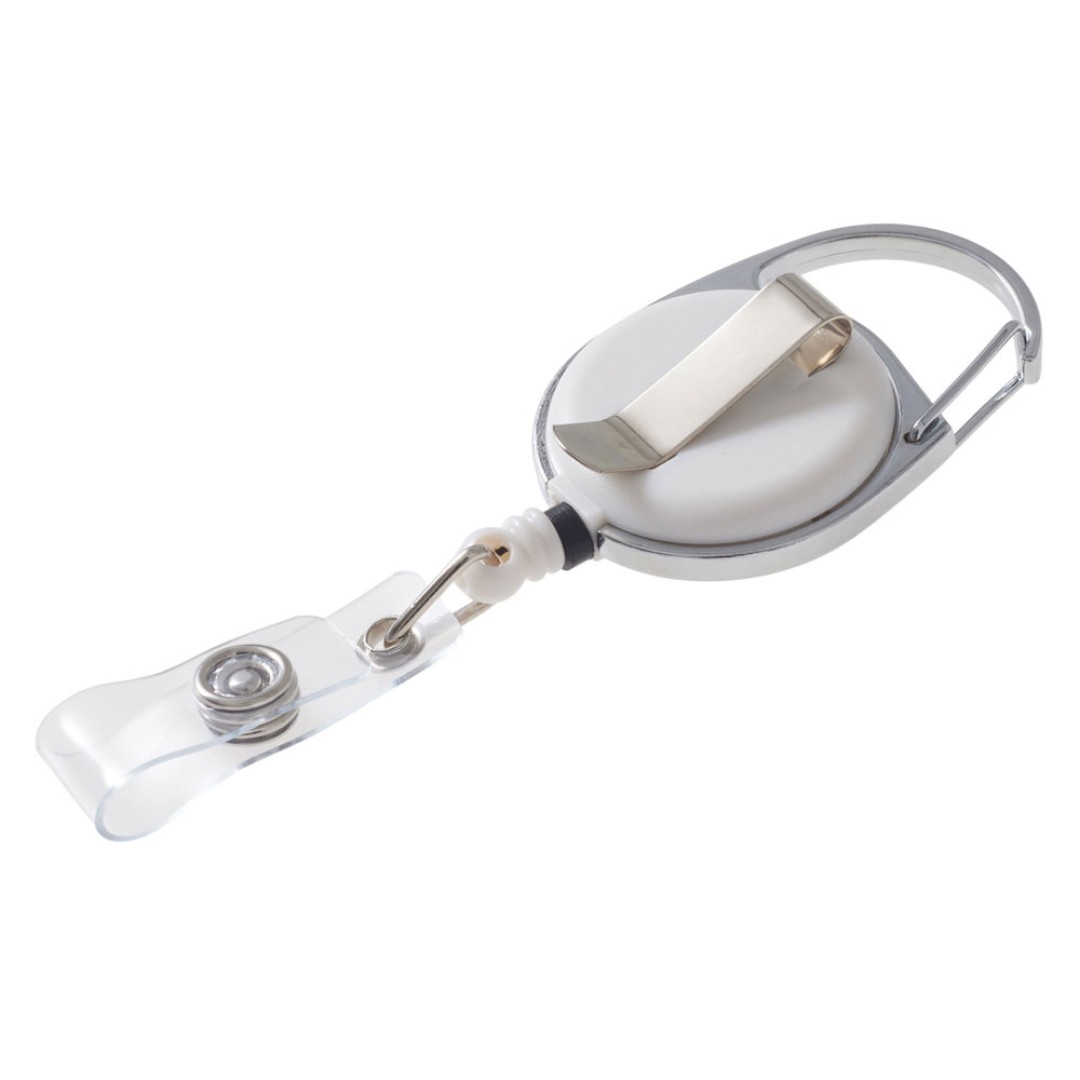 Бейдж с рулеткой-карабин "Favor", белый