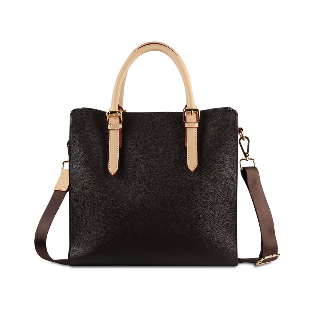 Сумка-портфель женская BUGATTI Ella, тёмно-коричневая, полиуретан, 30х11,5х28 см