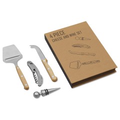 Подарочный набор для вина и сыра Reze из 4 предметов, натуральный