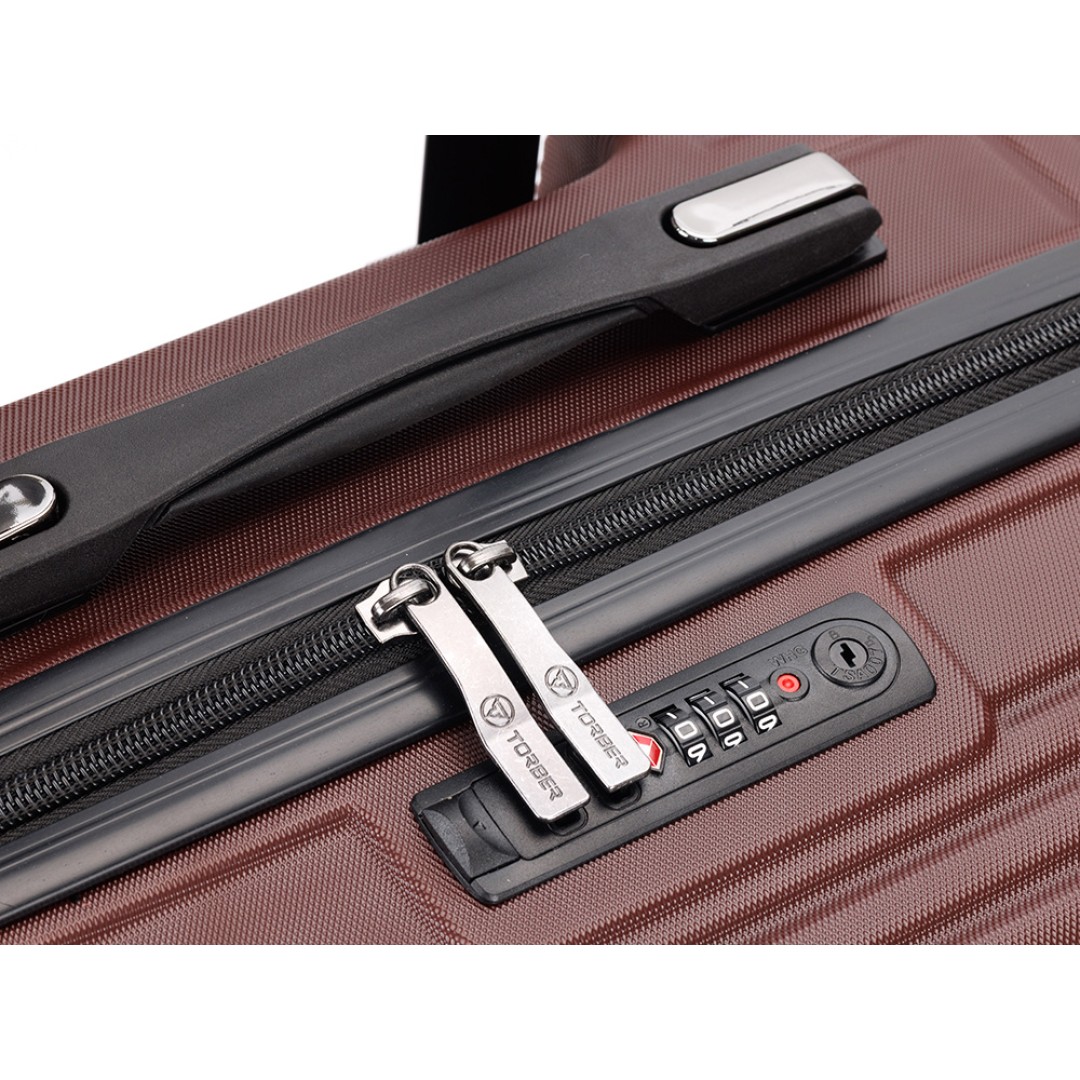 Чемодан TORBER Onego, бордовый, ABS-пластик, 79,5 х 51 х 29 см, 103 л