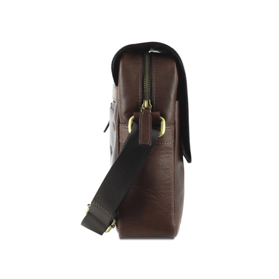 Сумка через плечо Mano "Don Leon", натуральная кожа в коричневом цвете, 20 х 25 х 8 см