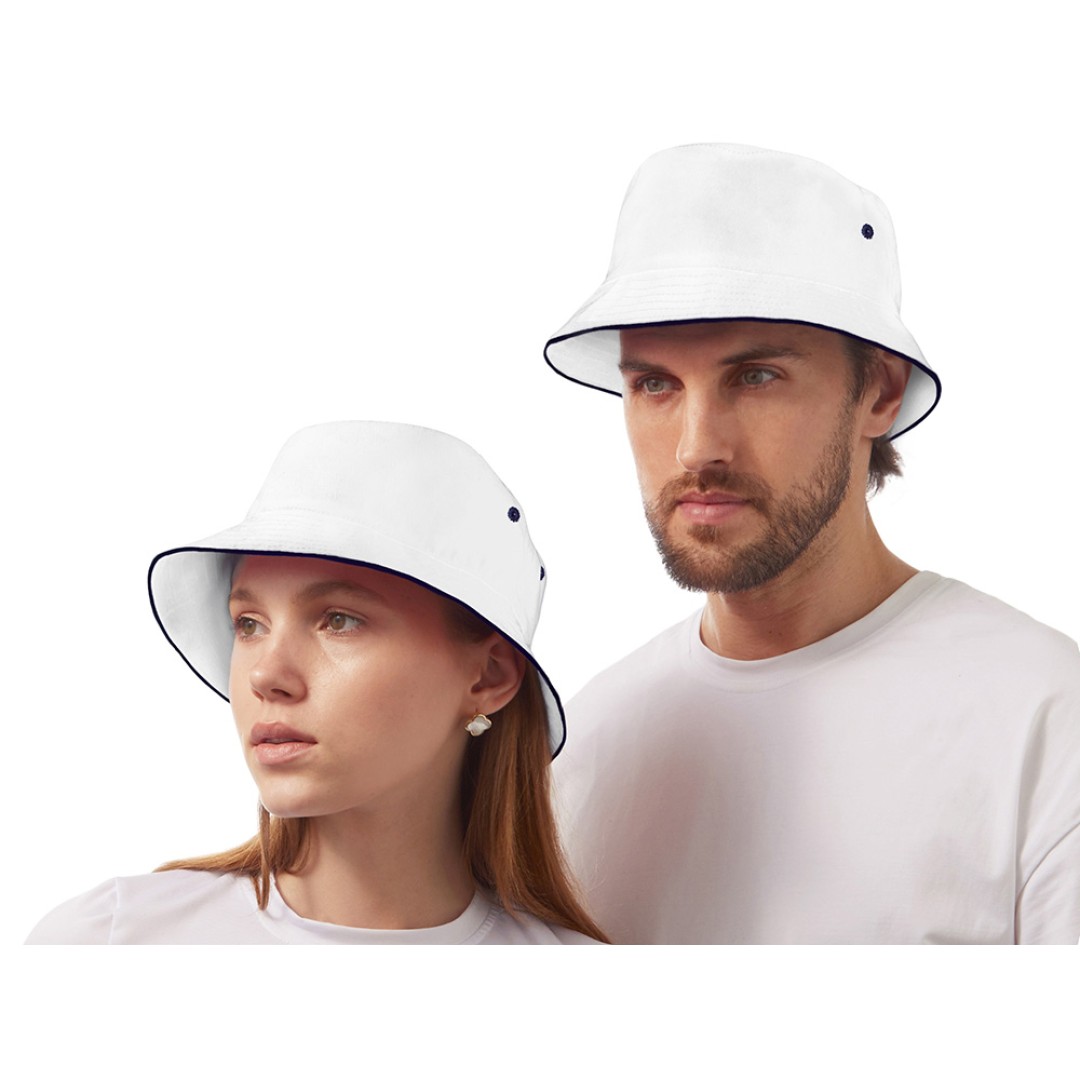 Панама с контрастной окантовкой , белый/темно-синий