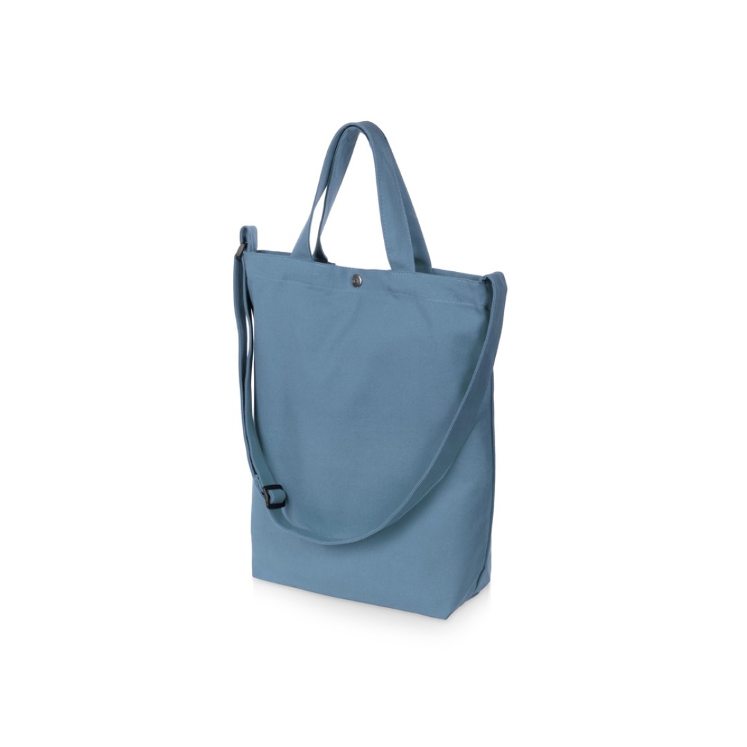 Сумка Helfer из хлопка на кнопке с регулирующейся лямкой, антрацит